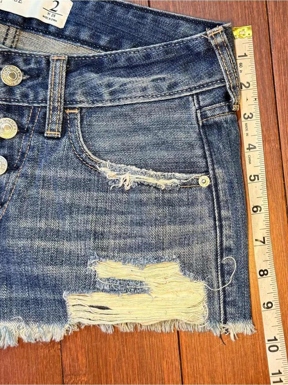 Abercrombie & Fitch Distressed Low Rise Denim Shorts - Size 2